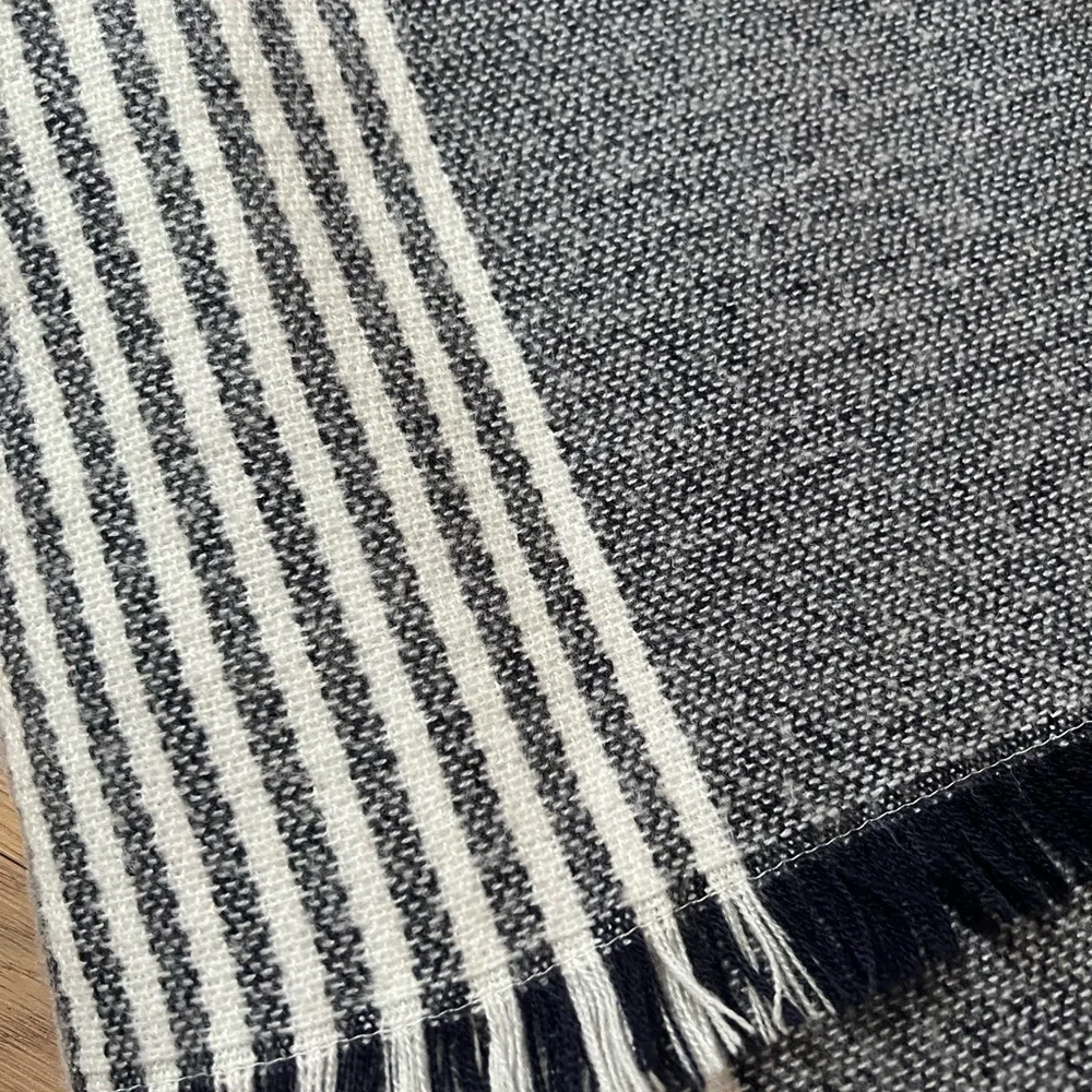 Pottery Barn Clover Fringe Striped Throw Blanket farmhouse cottagecore very soft